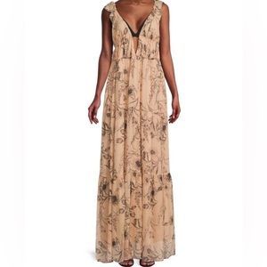 Reiss Peach Floral Maxi Dress